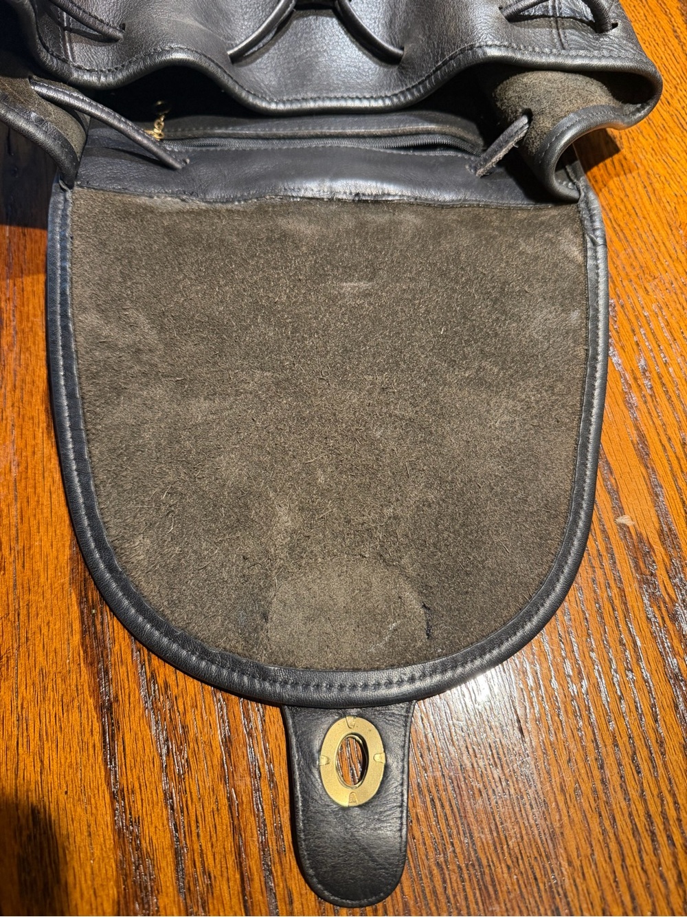 Coach Black Leather Backpack with Gold Turn-Lock - Picture 14 of 16